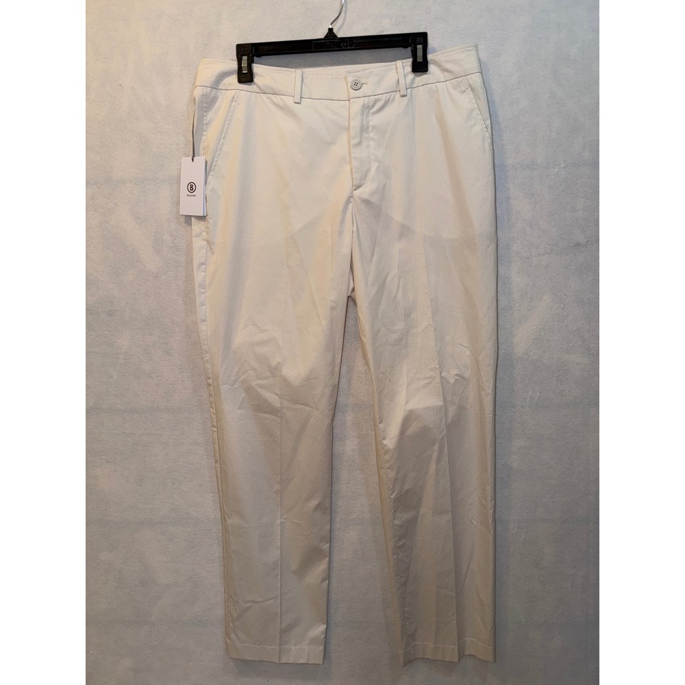 Bogner Abbie 4 Cream Cotton Blend Flat Front Dress Pants Trousers Women 12 XL